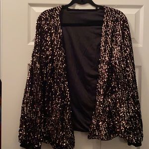 Worn once! Sequin open front jacket. Size XL
